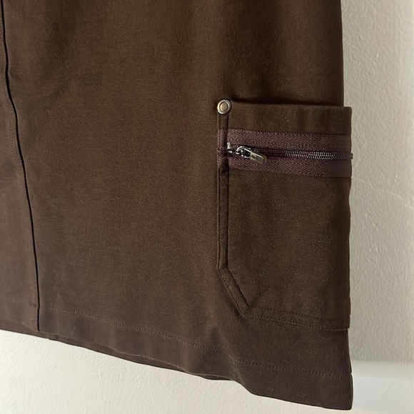 Title Nine Stretch Cargo Utility Brown Performance Cotton Gorpcore Skirt Sz 10 - Picture 2 of 8
